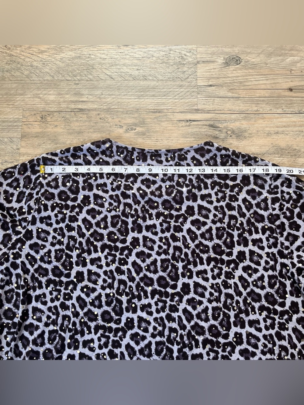 New Cathy Daniels 3X Leopard Print Sequin Blouse Keyhole Accent 3/4 Sleeve Top - Picture 7 of 11